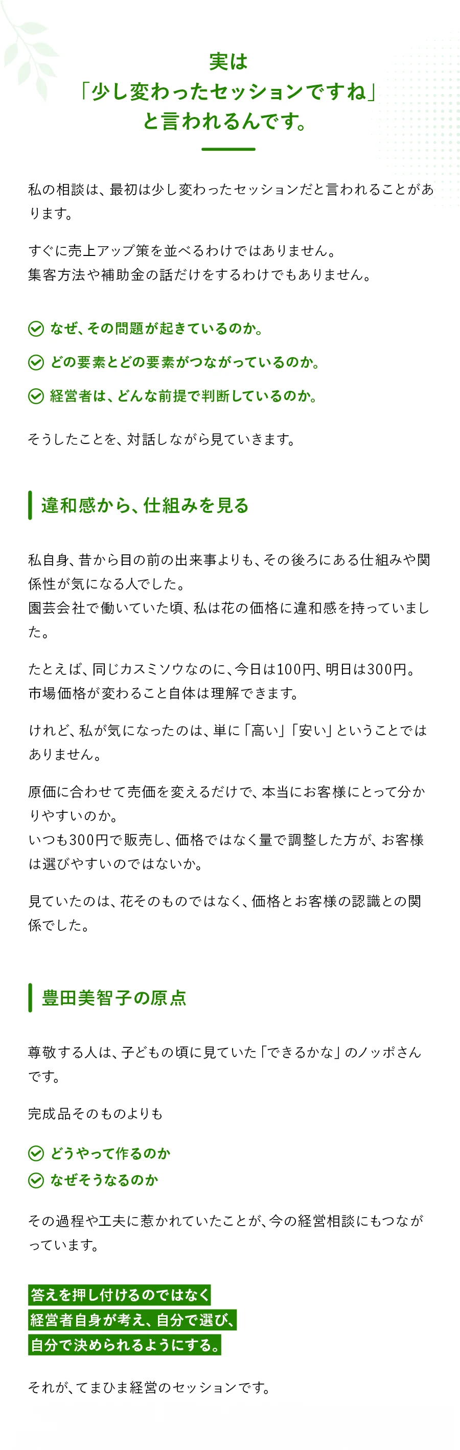 豊田美智子が対話と図解で経営者の考えや会社の仕組みを整理する支援の原点