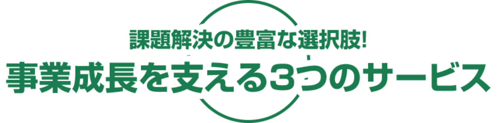 課題解決の豊富な選択枠！事業成長を支える３つのサービス